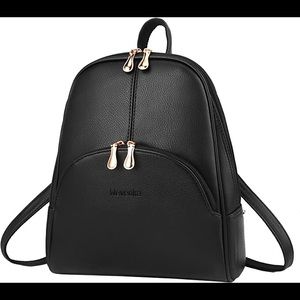 Nevenka Women’s Black Backpack Purse PU Leather Zipper Shoulder Bag